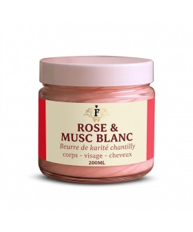 Aufgeschlagene Sheabutter mit Rose und weißem Moschus - 100g
