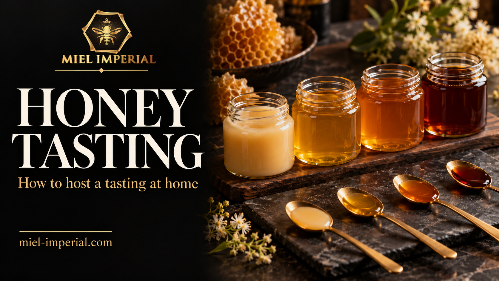 Four-honey tasting at home with spoons and sensory scorecards
