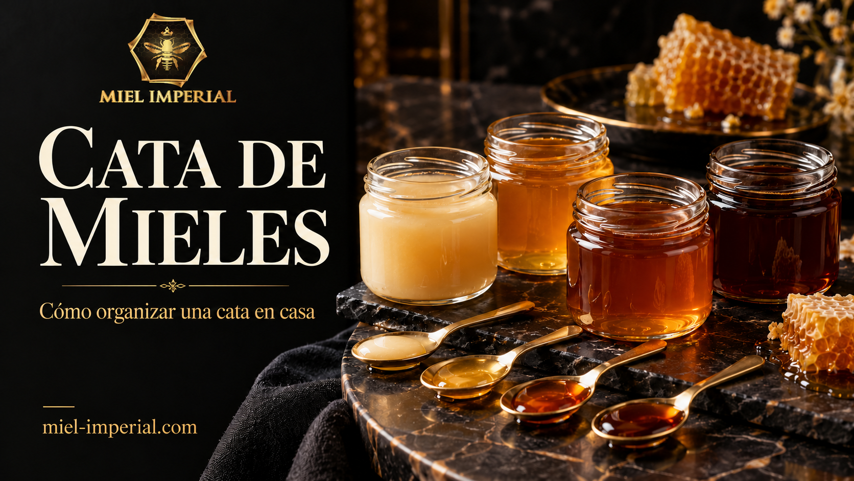 Cata de cuatro mieles en casa con cucharas y fichas sensoriales